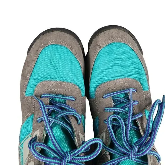 Coleman Shoes Womens 6 Hiking Boots Retro Nylon Leather Lace Up Gray Blue Sport - Picture 6 of 12